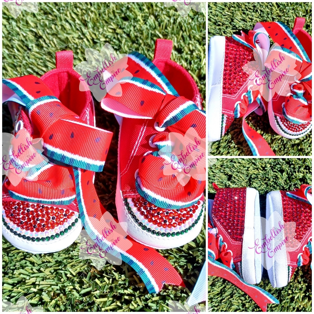 NEW Hand Embellished Watermelon themed Soft Bottom Shoes